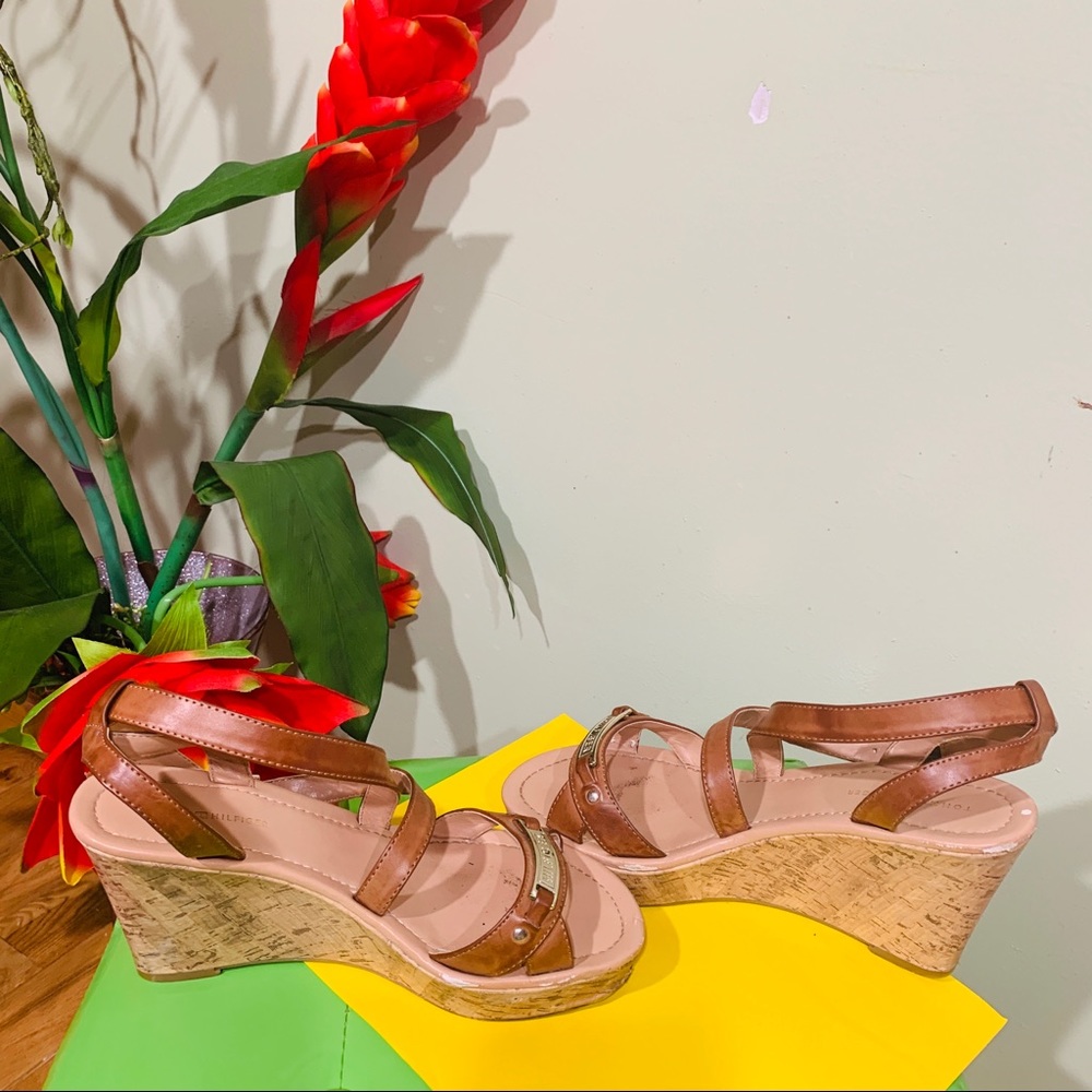 Tommy Hilfiger Brown Strap Wedged Heels Shoes
